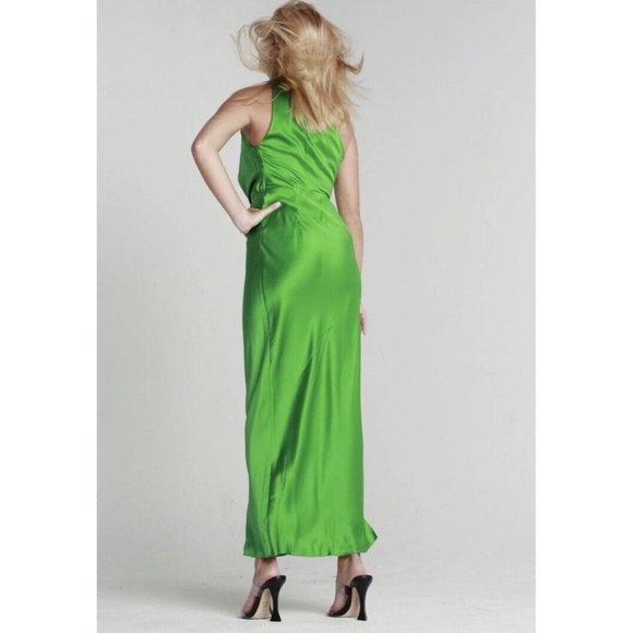 The Sei X REVOLVE Asymmetrical Draped Dress Kelly Green Silk - Picture 4 of 8